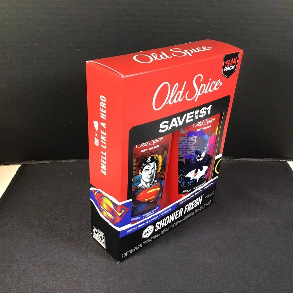 Old Spice Body Wash Superman Man of Tomorrow Batman Dark Knight Twin Pack 24 oz
